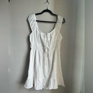 NWT Gilli White Peasant Mini Dress Boho Cottagecore Coquette Ruffle Hem Sundress